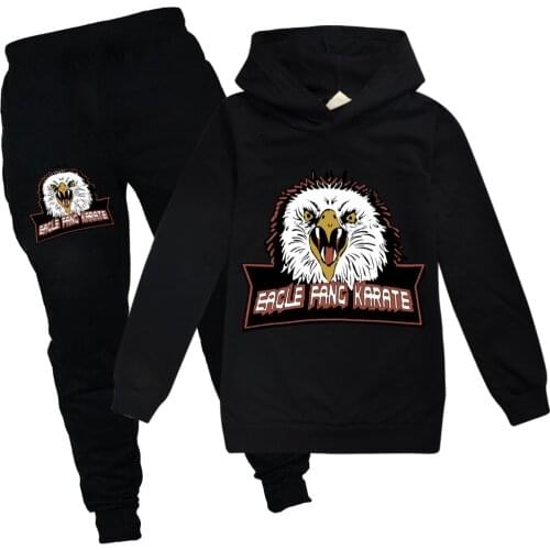 New Fashion Eagle Fang Karate Children Sweatshirts Pant Sets Boys Hoodies Funny Boys Girls Clothes Kids Clothing suit Streetwear