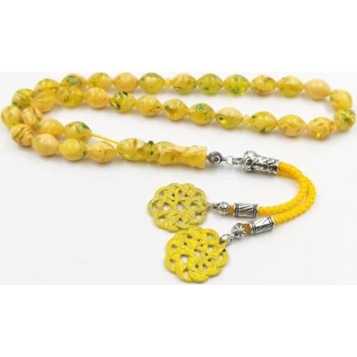 New style Tasbih 33 yellow resin Islamic rosary arabic bracelet Turkish jewelry Muslim misbaha accessories gift saudi fashion