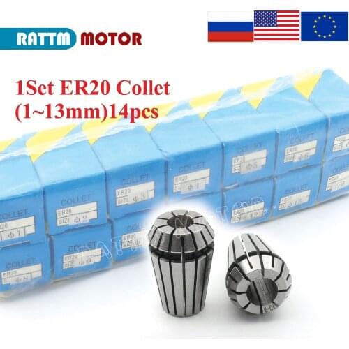 RU/ EU/US Ship14pcs 1 set ER20 Collet chuck set collet spring collet for CNC milling lathe tool,spindle motor from RATTMMOTOR