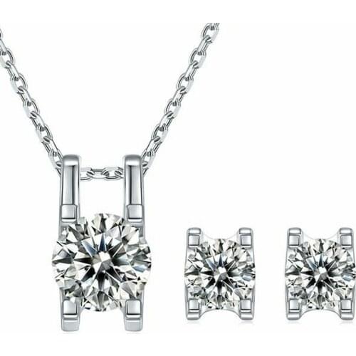 P&Y Sterling Silver Wedding Engagement Diamond Jewelry Set Luxry White Gold Earrings VVS Moissanite Women Luxry Necklace Pendant