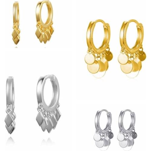 Huggie Hoop Earrings With Coin Charms 925 Sterling Silver Ear Buckle Exquisite Earrings Fashion Jewelry for Women Birthday Gift