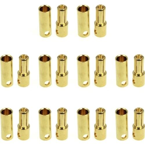 JMT 2mm 3.5mm 4mm 5mm 5.5mm 6mm 8mm Gold Bullet Banana Connector plug male and female Thick Gold Plated for ESC Battery