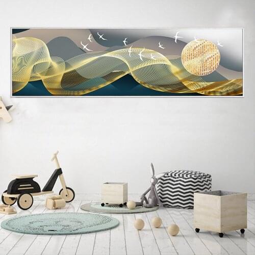 Modern Abstract Gold foil lines Green Canvas Art Paintings and Prints Wall Pictures for Living room Home Decor For Living Room