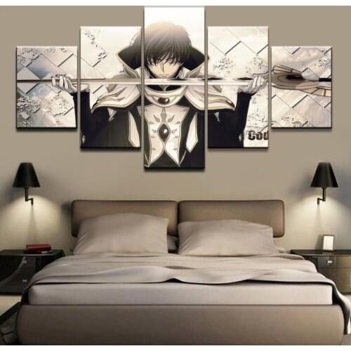 Modern Canvas Hd Printed Fashion 5 Pieces Code Geass Poster Home Decor Anime Painting Wall Art Pictures Boy Room Modular Framed