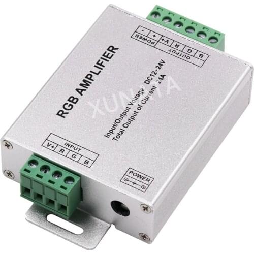 24A LED RGBW RGB Signal Amplifier Controller Aluminum Shell for 5050 3528 LED Strip Light DC12 -24V