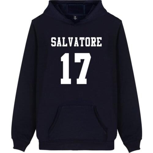 Salvatore 17 Vampire Diaries Mystic Falls Timberwolves Hoodies Sweatshirts Men/Women Fashion Hip Hop Hoodie Cool Streetwear Coat