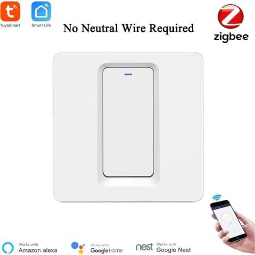 Tuya Smart Zigbee EU Switch WiFi Wall Light Switch 1/2/3 Gang APP Wireless Control No Neutral Wire Required Push Button Switch