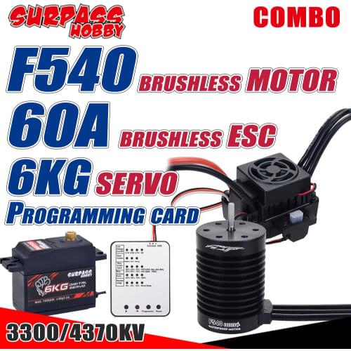 SURPASS HOBBY F540 Waterproof Brushless Motor 60A ESC Program Card 6KG SERVO 3300KV 4370KV for 1/10 RC Car Traxxas Axial Car