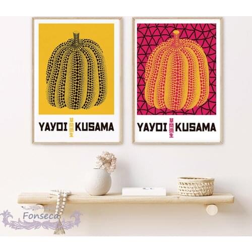 Yayoi Kusama Artwork Exhibition Poster Pumpkin Wall Art Pictures Museum Gallery Canvas Painting for Living Room Home Decor