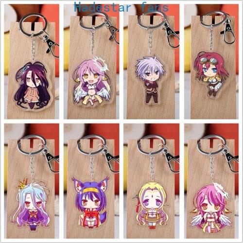 10 pcs/lot Anime NO GAME NO LIFE Acrylic Keychain Toy Figure Sora Shiro Bag Pendant Double sided keyring Gifts