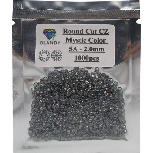 100pcs/Lot WuZhou Factory Price Small Size1/1.25/2/2.5/3mm Rainbow Plating Multi Color Cubic Zirconia Loose Round CZ Stone