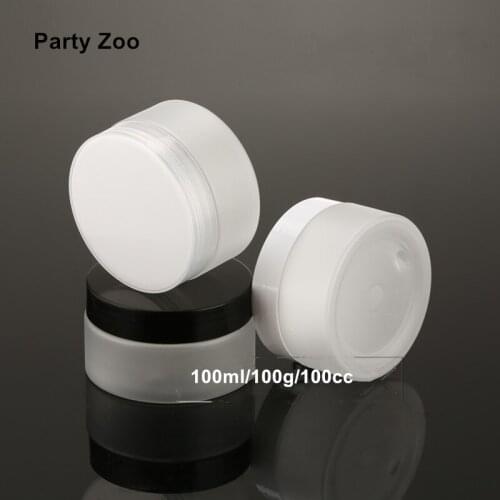 144 X 100ml Frosted Clear Facial Cleanser Jar Can Bath Salt Powder Container with White/Clear/Black Screw Lid Wholesale