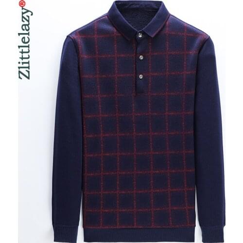2020 winter thick polo tee shirt men casual plaid mens clothing warm polos shirts mens fashion slim fit poloshirt tops 10308
