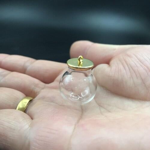 20x12mm Wholesale Mini Terrarium glass globe bubble metal base tray necklace lanugo vial pendant DIY wishing bottle decor 20pcs
