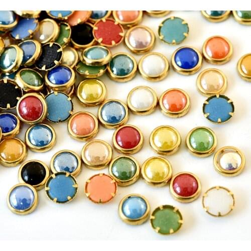 4mm-6mm Mix Colors Metal Applique Ceramics Hotfix Rhinestones Flatback Half Round Hot Fix Rhinestone For Wedding Dress B0675