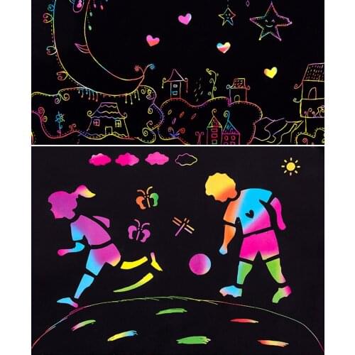 5/20/30/40Pcs 10x7" 16k Magic Color Rainbow Scratch Art Paper Card Board Sheet with Wooden Stylus DIY Art Painting Toy Kids Gift