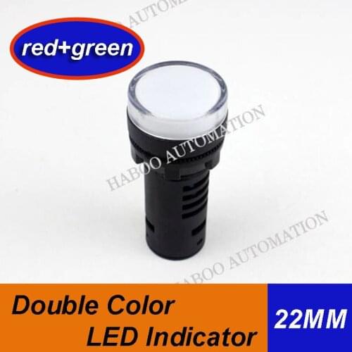 5pcs/lot HABOO 22mm LED indictor light plastic double color LED indicator red & green color 24V 220V