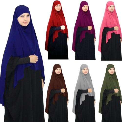 One Piece Khimar Muslim Women Prayer Large Hijab Scarf Amira Overhead Cover Islamic Head Wrap Shawl Headscarf Arab Ramadan