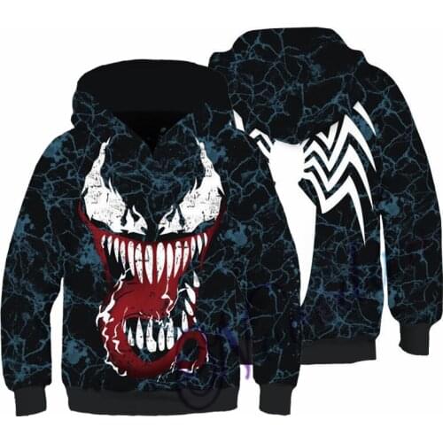 Kids Boys Hooded Endgame Cosplay Venom Man Sweatshirt Hoodie Costume Superhero Streetwear
