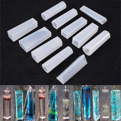 Long Pendant Geometric Necklace Mold Silicone Mould Ornament Epoxy Resin DIY Polishing-free Cylinder Ladder Crystal Jewelry Mold