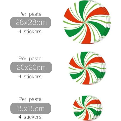 EW075 Christmas candy stickers 12PCS a set DIY self-adhesive round holiday decoration cartoon floor stickers wall stickers