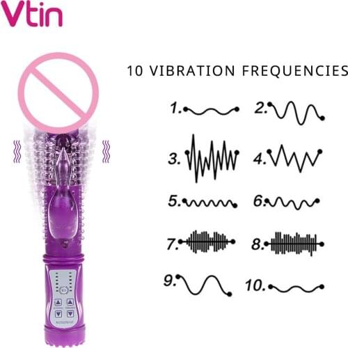 Dildo Rabbit Vibrator 10 Speeds Vibrating Rotation Sex Toy for Women G Spot Massager Vagina Clitoris Stimulator Female Vibrators