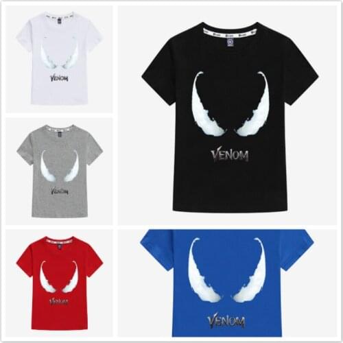 2019 Baby Boys T Shirt Venom Print Summer Cotton Children Kids Short Sleeve Anime Baby Girls Tops Tees Movie T Shirt 100%Cotton