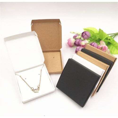 50Pcs Boxes+50Pcs Jewelry Cards Necklace Bracelet Earrings Displays Box Jewelry Organizer Storage Gift Box Brown White Black