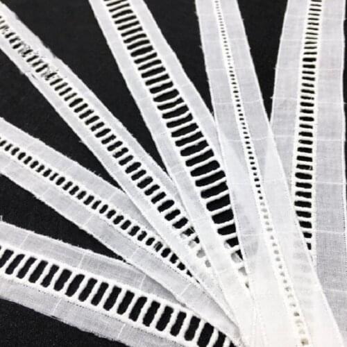 Cotton polyester Lace Trim Wide 21/30/35mm Ribbon Apparel Sewing/Fabric DIY craft Garment Decor stairs checks white wh