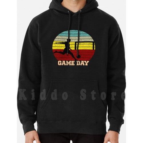Game Day Football Retro Sunset Hoodie Long Sleeve Football Sports Soccer Baseball Sport Ball