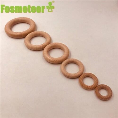 Fosmeteor 70/55/60/40mm Beech Wooden Ring Baby Teether Baby Gym Ring BPA Free Wooden Blank DIY Bracelet Childrens Goods Toys
