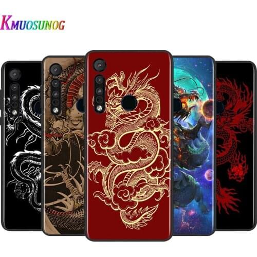 Mystic Dragon For Motorola G9 G8 G Stylus Power One Fusion Hyper Edge E7 E6 5G Plus Play Lite Black Silicone Soft Phone Case