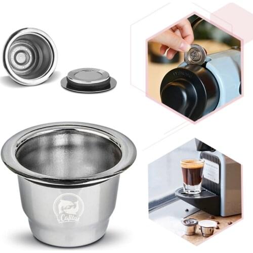 Reusable Coffee Capsule Stainless Steel 51-100 ml Push-type Lid Household Coffee Filter Replacement For Nespresso Espresso Maker