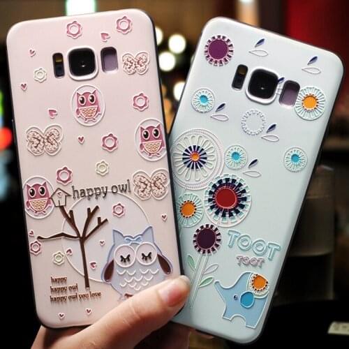 Fashion Embossed 3D Mobile Phone Case For Samsung S9 S8 Case TPU cartoon animals case luxury soft Cover Case accessories