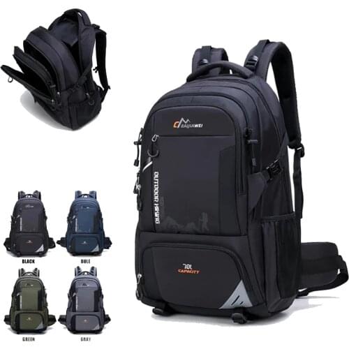 Mens 70L Outdoor Backpack Travel Climbing Rucksack Hiking Sports Camping Backpack School Bag Casual Pack For Male Female Women