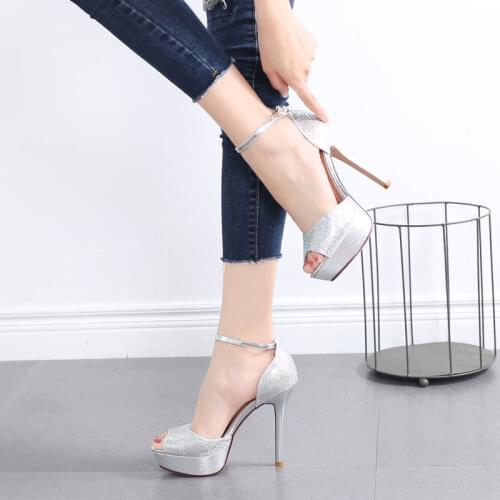 12CM Concise Full Dress Party Sexy Fetish High Stripper Heels Platform Sandals Pole Dance Shoes Elegant Pointed Toe Models Show