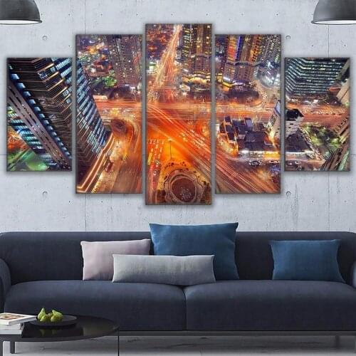 Wall Art Canvas Painting 5 Panel City Street Road Landscape Posters Home Modern Wall Mounted Decor Living Room Decoration Prints