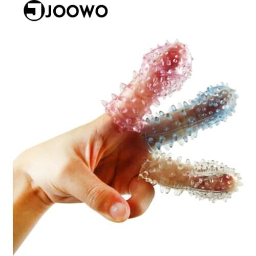 New Silicone Fun Flirt Finger Cots Mini Vibrators Sleeve Sets Masturbation Belt Crystal Sets Funny Cots 5pcs/lot