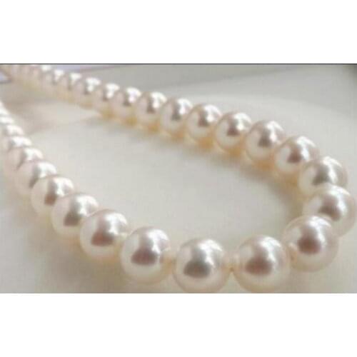 New AAA 10-1 1MM SOUTH WHITE PEARL NECKLACE 18"