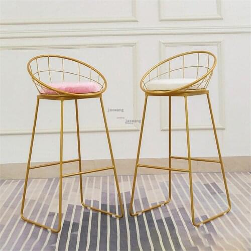 New Bar Stool Tabouret High Chair Simple Wrought Iron Bar Chair Gold Stool Modern Dining Chair Nordic Pub Accessories leisure