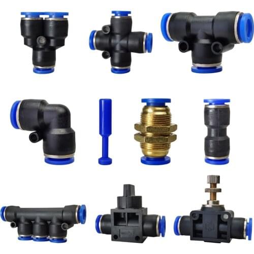 Pneumatic fitting PY/PU/PV/PE/HVFF/SA/PK pipe gas connectors direct thrust 4 to 12mm plastic hose quick couplings