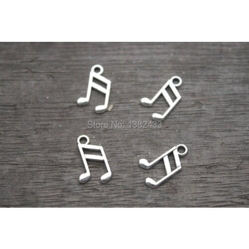 60pcs-- Music note Charms, Antique Tibetan Silver Tone Treble Clef charm pendants, musical charm 8x14mm