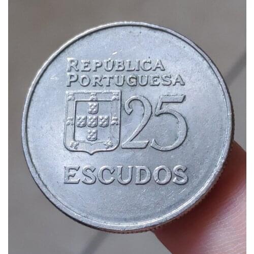 Portugal 25 Escudo 28.5mm Coins Eu Edition Europe 100% Real Original Used Coin Old Random Year