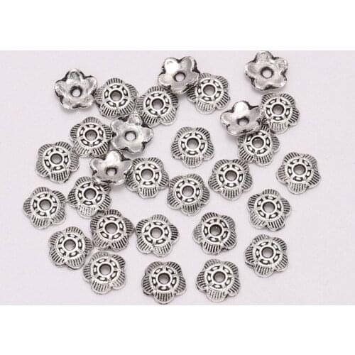 100pcs/Lot 6 mm 5 Petals Relief Flower Loose Sparer End Bead Caps For Jewelry Making Finding DIY Bracelet Accessories Component