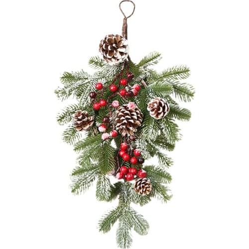 Christmas Upside Down Tree Rattan Pinecone rattan wall Door Hanging Pedants Restaurant Christmas Tree Decoration Props ornaments