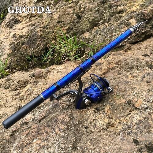 GHOTDA Mini Fishing Rod Blue/Green 1.5M-3.0M Spinning Rock Rod Strong Carbon Fiber