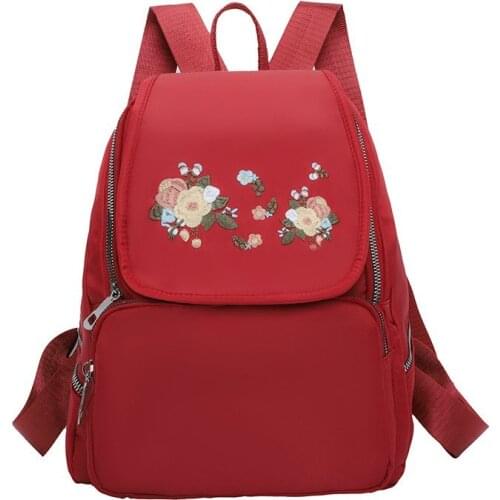 School Bags For Teenage Girls Embroidery Oxford Waterproof High School Shoulder Backpack Women Student Bookbag Travel Backpacks
