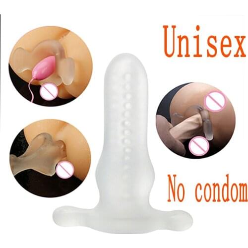 Silicone Hollow Anal Plug Anal Sex Toy Male Prostate Massager Anal Dilator Stimulating Adult Products Unisex Without Cover anal