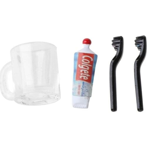 1:12 Cute Dollhouse Miniature Mini Cup Toothpaste Toothbrush Forob11 Blyth Barbi Pulip Doll Furniture Accessories Toy