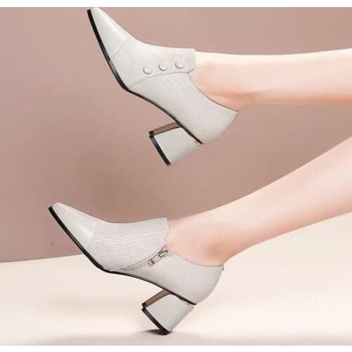 Women Shoes Luxury Designer Pumps 2021 Fashion Black High Heels Work PU Leather Shallow Ladies Shoes Plus Size 40 Zapatos mujer